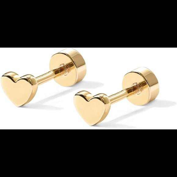 14K Gold Plated 925Sterling SilverPosts Pair of FlatBack Stud Earrings for Women - Picture 4 of 7